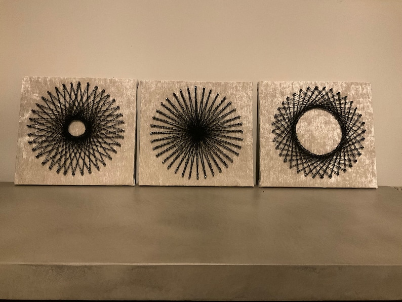 Set of 3 Circle String Art – Black and Cream - Etsy