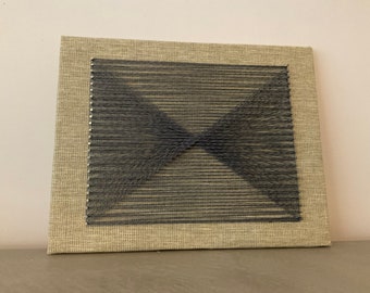Geometric String Art – Triangle Pattern Wall Hanging