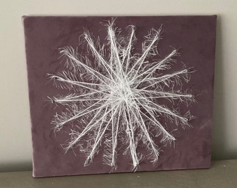 Feather String Art - Purply Wall Decor, Upcycled Materials