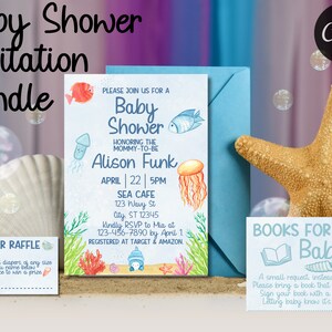 Unter dem Meer-Babyparty-Einladungsset, Ozean-Thema, digitaler Download