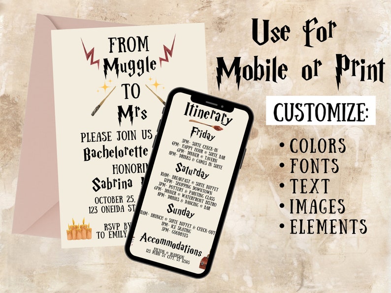 Magical Wizard Bridal Shower Itinerary Digital Download - Etsy