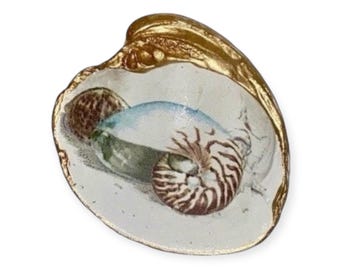 Ocean-Inspired XL Seashell Clam Shell Trinket Dish/Ideal for Keepsakes/Coastal Decoration