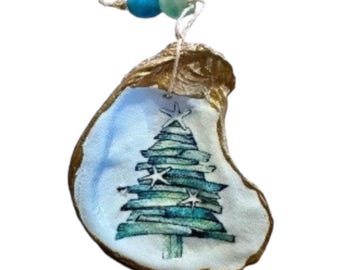 Oyster Shell Driftwood Tree with Starfish Topper