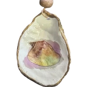 Pink Conch Shell Oyster Shell Christmas Ornament; Baby Shower Favor
