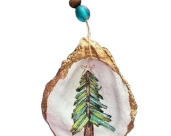 Ocean Treasures: Driftwood Tree Oyster Shell Ornament