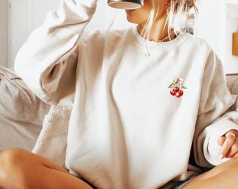 Cutecore Coquette bluza wiśniowa graficzna koszulka kokietka ubrania kokietka sweter kokietka estetyczna czysta dziewczyna estetyczna kokietka ubrania