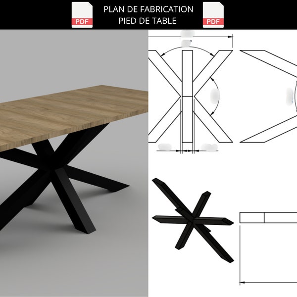 Plan de fabrication / pied de table industriel