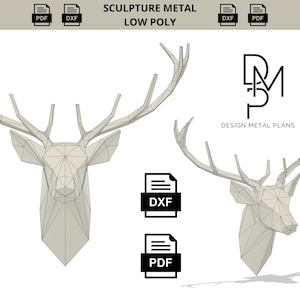 Deer Low Poly DXF Metal Sculpture image 1