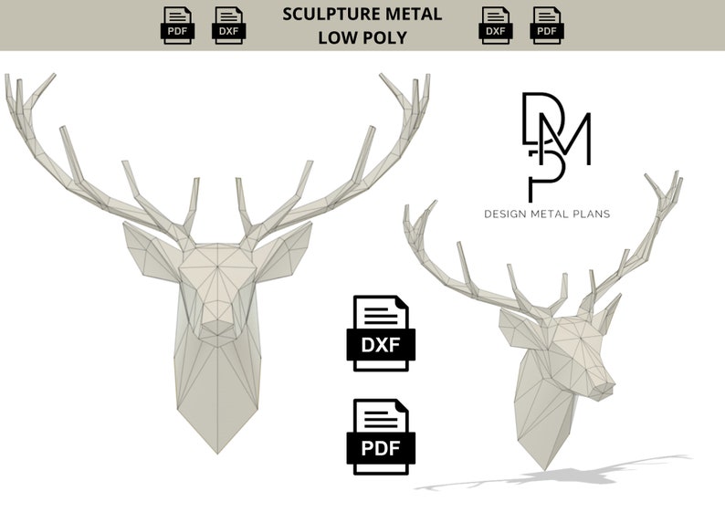 Deer Low Poly DXF Metal Sculpture image 1