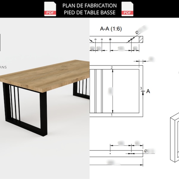 Plan de fabrication / Pied de table basse industrielle