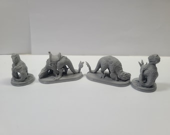 Dinosaurs, Pack of 4 minis, 28mm, Unpainted, Gray, BriteMinis