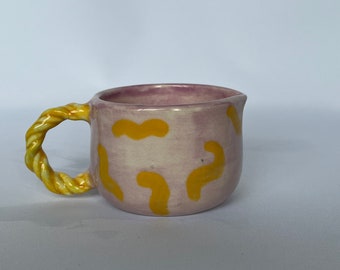 handmade espresso mug | ceramic squiggle espresso cup | espresso cup with spout |  funky colorful espresso mug