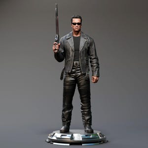 3D Resin Printed Terminator T-800 Fan Art Model Kit Unpainted, Judgment Day Leather Jacket Statue with Lever-Action Shotgun
