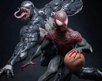 3D Resin Printed Miles Morales v Venom Diorama Model Kit UNPAINTED