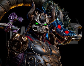3D-harsgedrukte samurai-spawn fanart-modelkit ONGEVERFD