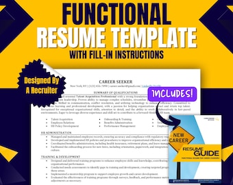 Functional Resume Template: ATS-Friendly Design for Career Change (Fill-In Instructions and Guidebook Included)