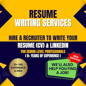 Services de rédaction de CV pour cadres supérieurs (8 ans d'expérience et plus) : Optimisation du CV et du profil LinkedIn
