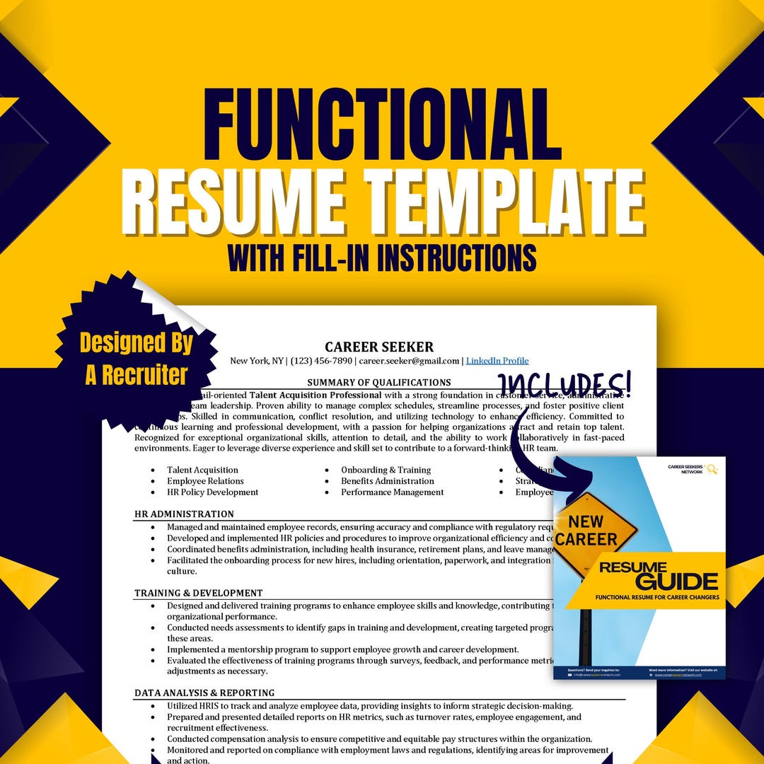 Functional Resume Template PLUS Guidebook | Ats-friendly & Customizable ...