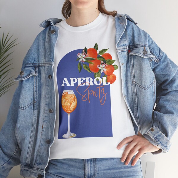 Sip in Style: Aperol Spritz Crewneck Sweatshirt for Happy Hour Unisex Heavy Cotton Tee