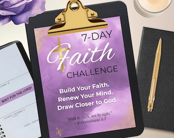 7-Day Faith Challenge Printable – Christian Self-Reflection Journal | Scripture Sheet + Bonus Stickers | Fab Faith-Filled Digital Download