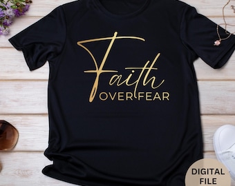 Glaube über Angst - PNG Christlich, Religiös, Glaube, Jesus, Inspiration, Motivation, Bibel Vers, schwarze Frau, T-Shirt Transfer, Gott, DTF