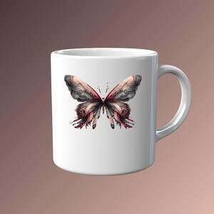Clipart papillon magnifiquement stylisé avec des motifs de dentelle complexes en rose et noir - téléchargement immédiat par sublimation
