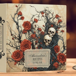 Gothic Skulls & Roses "Recipes to Die For" Personalized Recipe Binder