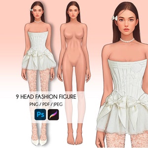 Female Fashion Croquis, 9-Head Female Sketch, Realistic Fashion Illustration, Fashion Templates, Procreate Figures, Designer Croquis