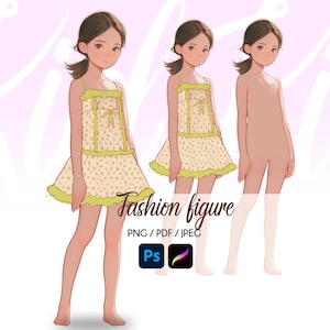 Kid Fashion Croquis, kid wear Sketch, Realistic Fashion Illustration, Fashion Templates, Procreate Figures, Designer Croquis