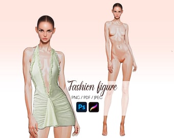 Fashion Croquis: 9-Head Female Sketch Template (Digital Download)