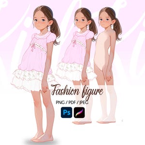 Kid Fashion Croquis, kid wear Sketch, Realistic Fashion Illustration, Fashion Templates, Procreate Figures, Designer Croquis
