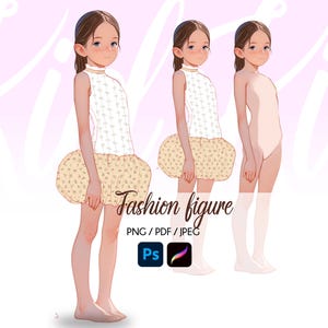 Kid Fashion Croquis, kid wear Sketch, Realistic Fashion Illustration, Fashion Templates, Procreate Figures, Designer Croquis