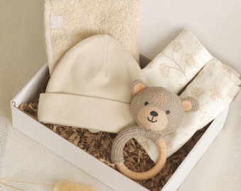 Baby Gift Set (Neutral) | Baby Shower Gift for Boys and Girls | Rattle Bear Teether | Baby Shower Gift | Ready to Give