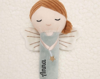 Personalized Fairy Amy Rattle | Baby Fairy Rattle with Name | Fabric Teething Ring | Gift for Birth or Christening | Baby Gift