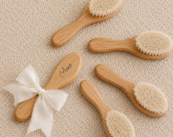 Personalized goat hair baby brush for newborns with name, gift for birth, baby gift