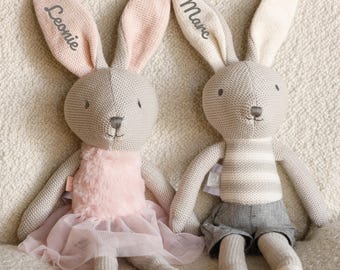 Personalized cuddly toy with name | Baby bunny cuddly toy | Soft toy gift for birth, christening & 1st birthday