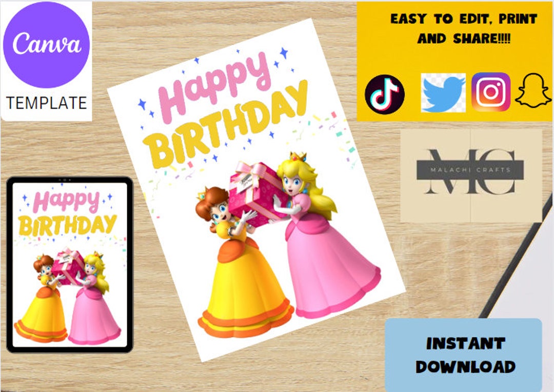 SUPER MARIO Digital Birthday Card - Il 1080xN.5729181280 Ndyh