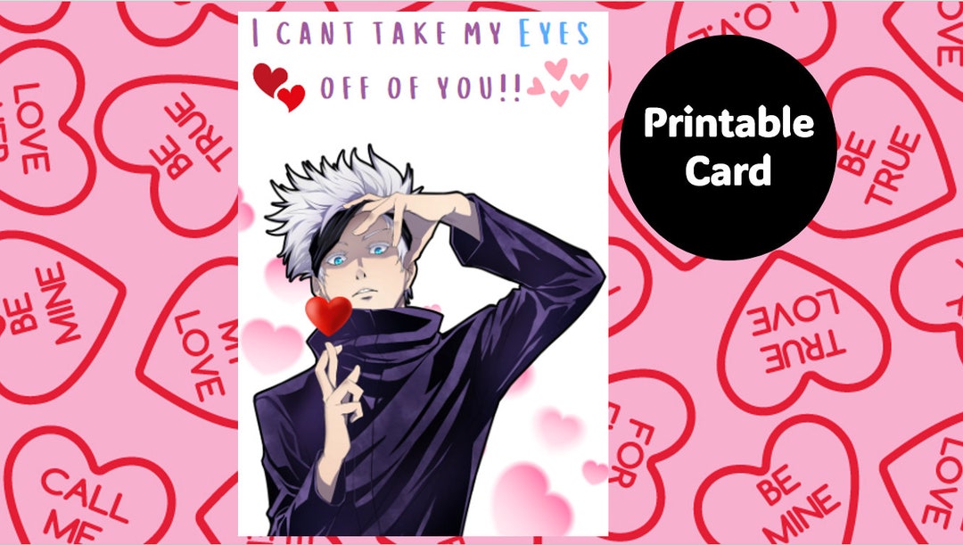 GOJO Printable Anime Anniversary Card, Printable Valentine Card, Anime ...