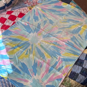 Vintage 1970s Tie-Dye Pillowcase - Pastel Watercolor Burst - Retro Boho Bedding
