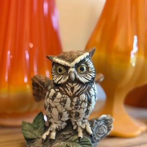 Vintage Ardco Owl Figurine on Branch – Ceramic Woodland Decor – Mid Century Animal Figurine – Japan Made