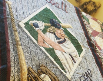 Vintage Softball Tapestry Blanket | 80s Sports Throw | Retro Athletic Decor | Softball Lover Gift | Cozy Stadium Blanket
