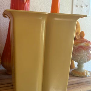 Vintage Yellow Waste Can | Retro Mid Century Modern Metal Trash Bin | 1960s Bathroom or Office Decor