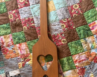 Vintage Wooden Heart Paddle Wall Decor | Rustic Farmhouse Hanging Kitchen Paddle | Primitive Country Wood Heart Wall Art