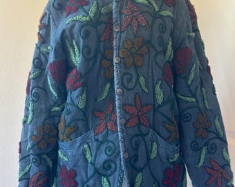 Vintage Papillon Floral Jacket - Women’s Small - Lightweight Boho Spring Layer - Cottagecore Garden Style