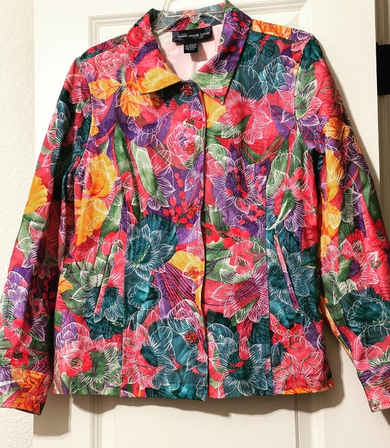 Susan Graver Large Floral Multicolored Jacket