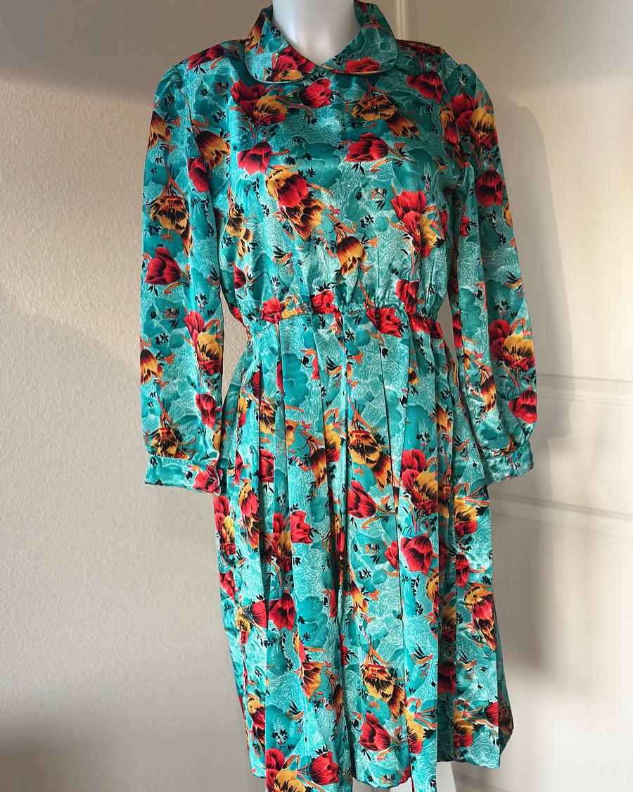 open lace back dress 50s Plaid Day Dress Vintage Turquoise Pink White Medium to Large VFG