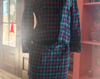 Vintage Pendleton Wool Suit Set | Size 10 Plaid Skirt and Jacket | Made in USA Virgin Wool Heritage Womens Outfit