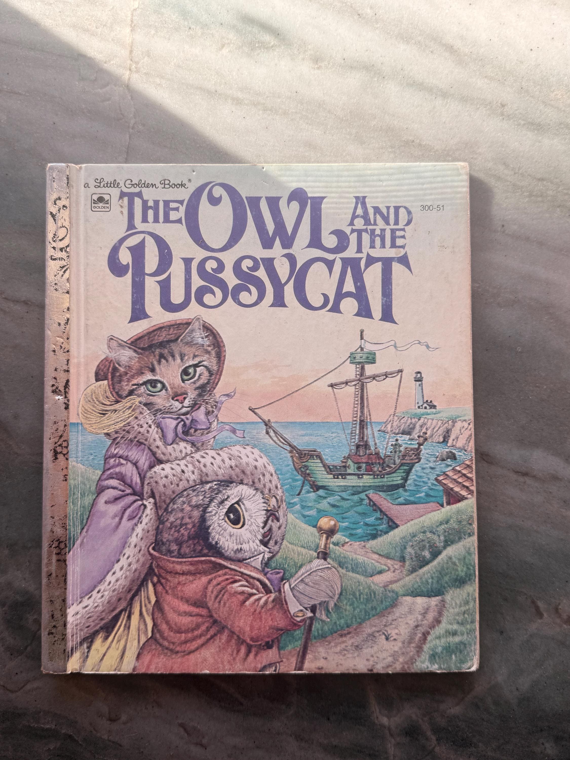 Vintage 1982 The Owl and the Pussycat Little Golden Book #300-41 | Edward Lear Nursery Rhyme | Ruth