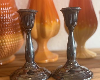 Vintage Suffolk Silversmith Silver Candlestick Holders Pair K639 Silver Plate Candle Sticks Home Decor