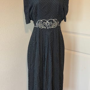 Vintage Women’s S.L. Fashions Black and White Polka Dot Dress - Size 12